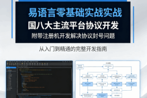 易语言零基础实战国内八大主流平台协议开发附带注册机开发解决协议封号问题