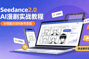 Seedance2.0 AI漫剧实战教程：分镜提示词与账号变现 商业制作实操（无密）