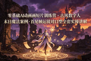 AI动画流量变现实战：数字人＋古风＋魔法＋末日，全流程