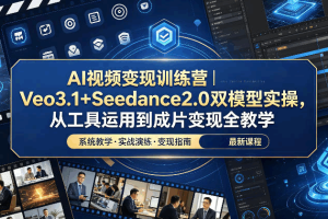 AI 视频制作训练营：Seedance 工具使用 + 场景衔接 + 实战变现全教学