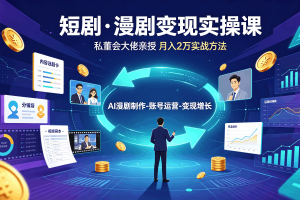 短剧·漫剧变现实操课｜私董会大佬亲授月入2W秘籍