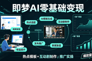 即梦AI零基础变现：热点模板＋互动剧制作＋推广实操 播放量翻倍