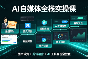 AI 自媒体全栈实操课：图文带货 + 剪辑运营 + AI 工具变现全教程